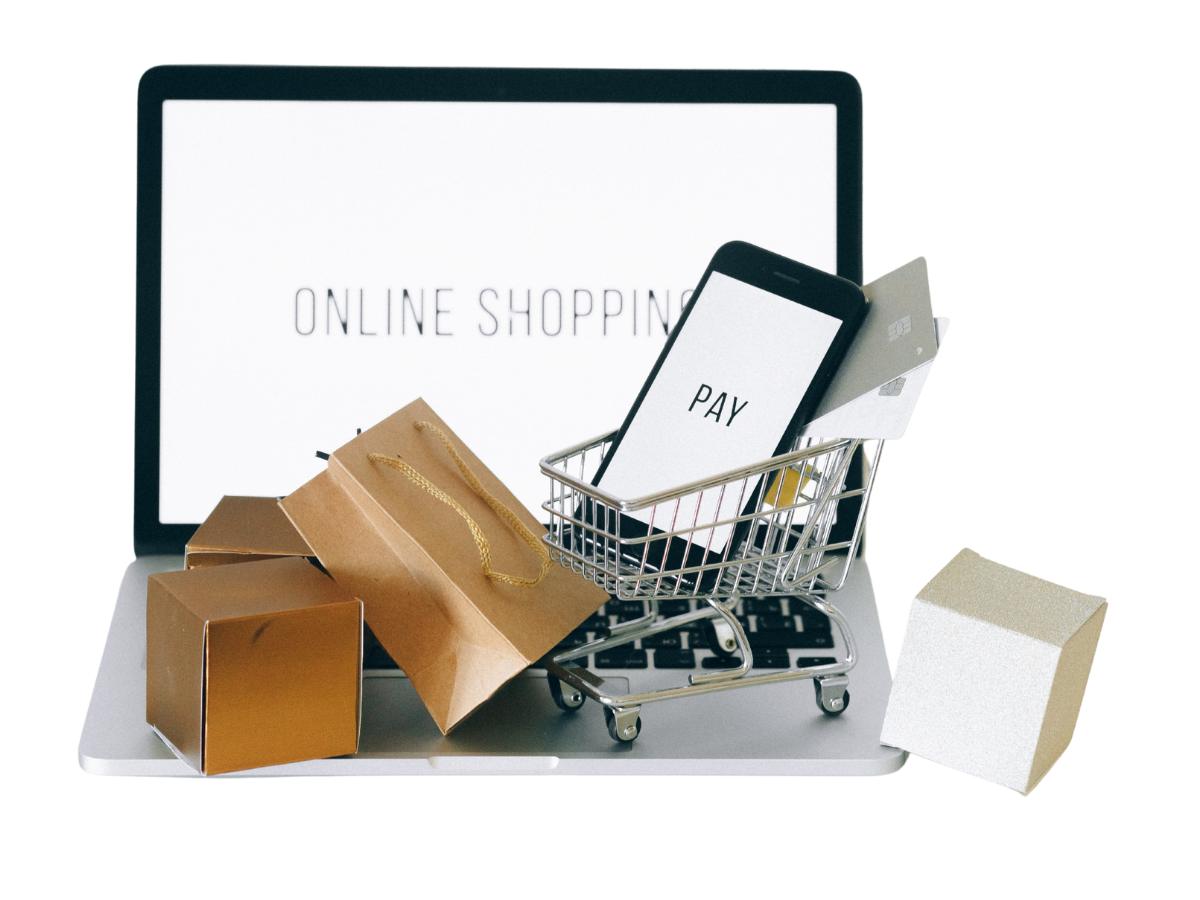 Laptop with online store checkout
